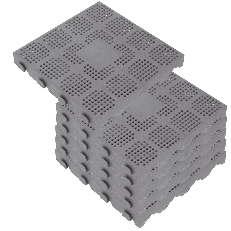 WELL HOME MOBILIARIO & DECORACIÓN PK3636 Holes Pack of 6 Plastic Tiles for Outdoor Floor in Honeycomb 39x39x4.9 cm. Total Surface Area 9.05 m² Combi Collection-Grey, Multicoloured