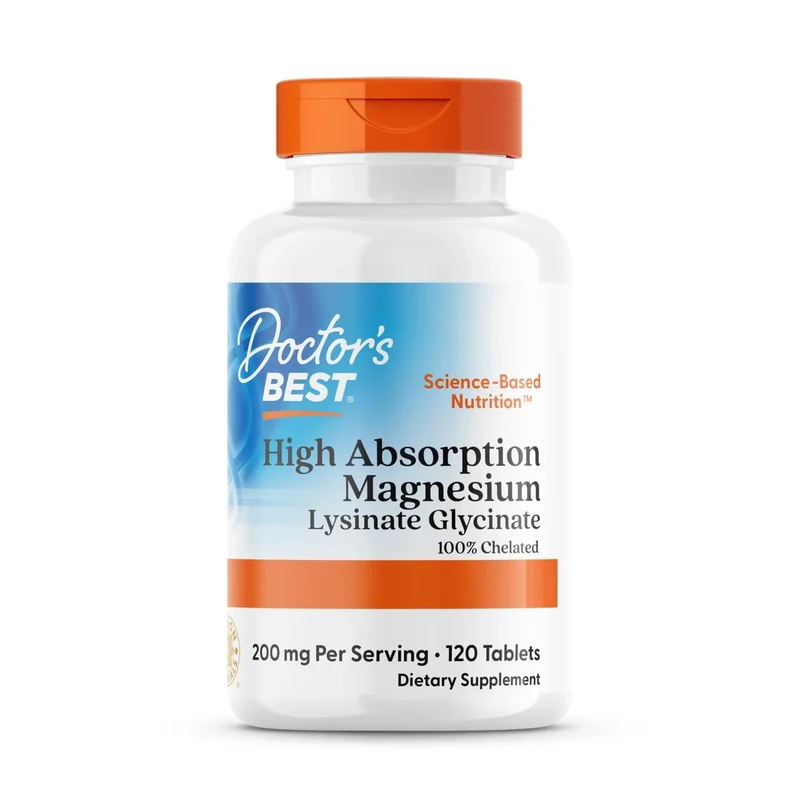 Doctor's Best, High Absorption Magnesium, 100% chelated with TRAACS, with Glycine and Lysine, 120 Vegan Tablets, SOYA-Free, Gluten-Free, Non-GMO