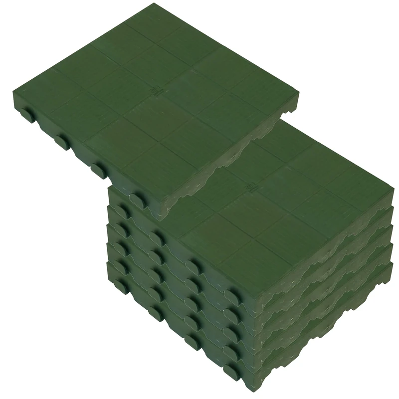 WellHome PK3631 Pack of 6 Garden (9.9 m²), Floor Tiles (Terrace, Pool, Camping), Combi Green, 39 x 39 4.8 cm High Each
