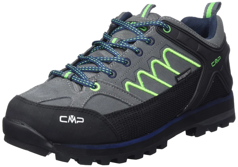 CMP Men's Moon Low Trekking Shoes WP, Grey-Green Fluo, 9 UK