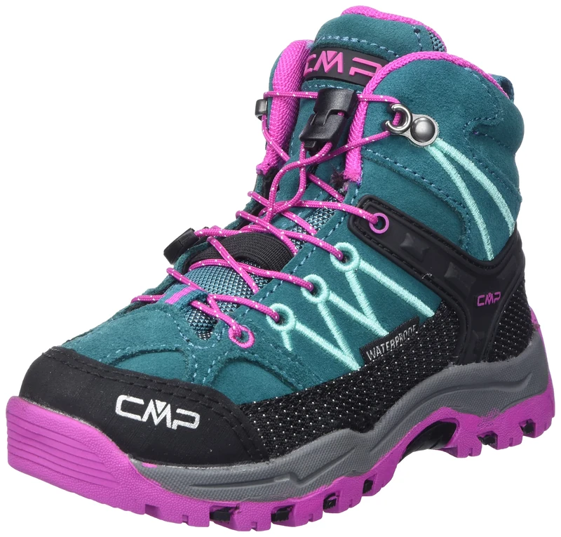 CMP Unisex Children's Rigel Mid Shoe Wp Trekking and Hiking Boots, Lake Pink Fluo, 4 UK