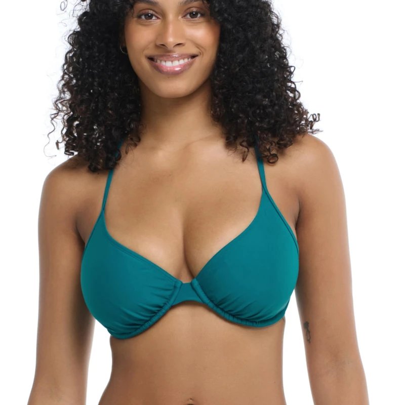 Body Glove Women's Smoothies Solo Solid Underwire D, Dd, E, F Cup Bikini Top Swimsuit, Kingfisher, D