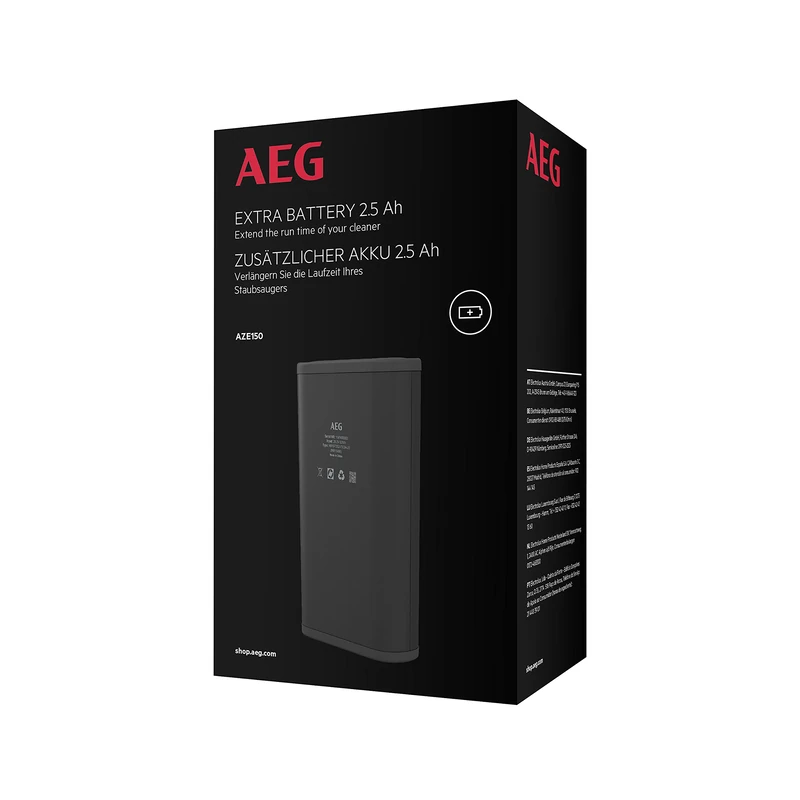 AEG AZE150 – Replacement Battery for AEG 8000 Cordless Vacuum Cleaner, 25.2V Lithium-Ion Spare Battery, 2.5Ah Capacity, Long Runtime, Quick Change System, Durable and High-Performance Design, Black
