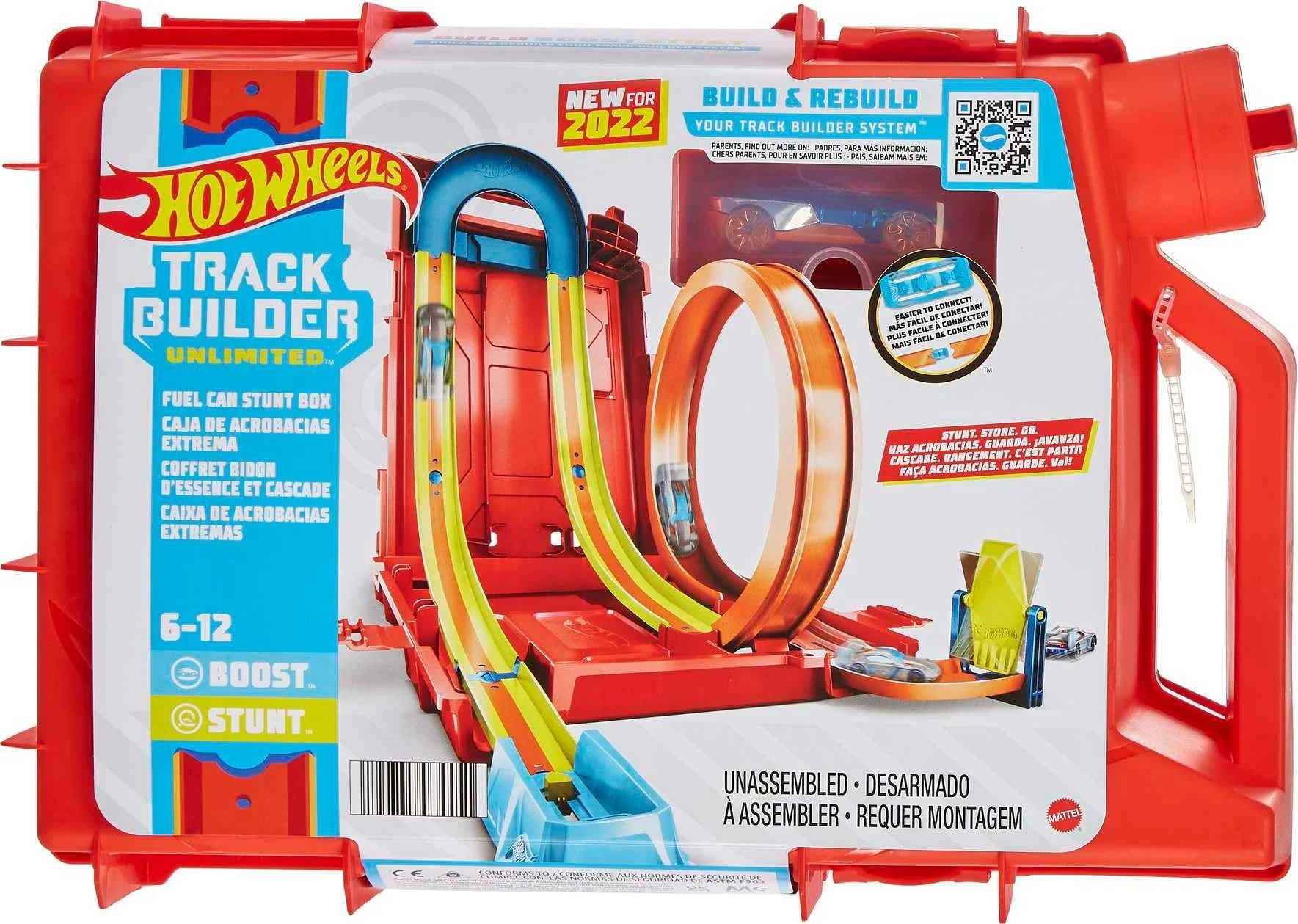 Hot Wheels Track Builder Unlimited Fuel Can Stunt Box, Track Build for Stunting and Storing Toy Cars, Build and Rebuild Track, Toys for Ages 6 to 12, One Pack, HDX78 (Package may vary)