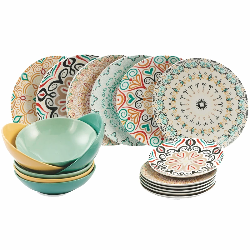 Villa d’Este Home Tivoli d'Este 5909276 Sharm Tableware Set 18 Pieces in Porcelain, Multicolor