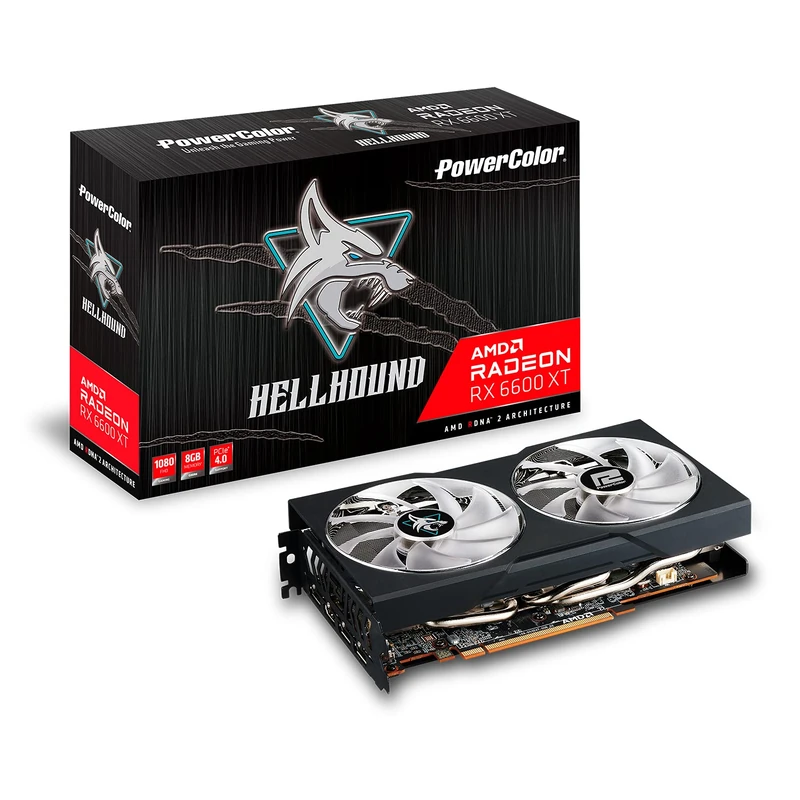 PowerColor Hellhound Radeon RX 6600XT AMD Radeon RX 6600 XT 8 GB GDDR6 Graphics Card Black