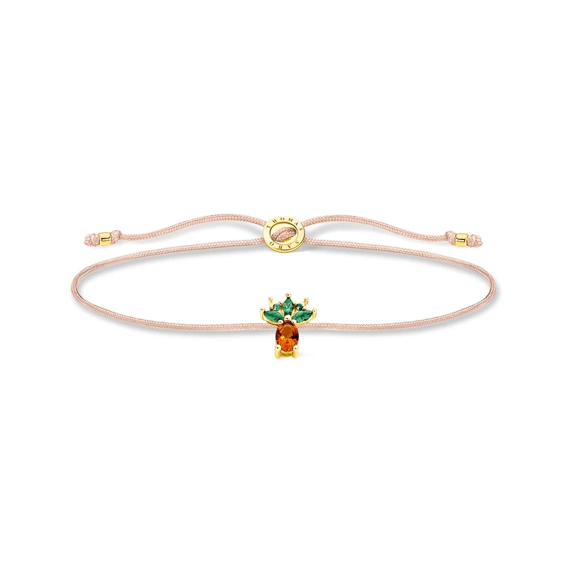 Thomas Sabo Bracelet Little Secret pineapple gold 925 Sterling Silver, 18k Yellow Gold Plating, Nylon