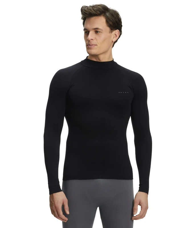 FALKE Men's Warm Turtleneck M L/S SH Functional Yarn Quick Dry 1 Piece Base Layer Top, Black (Black 3000), XXL - Image 1