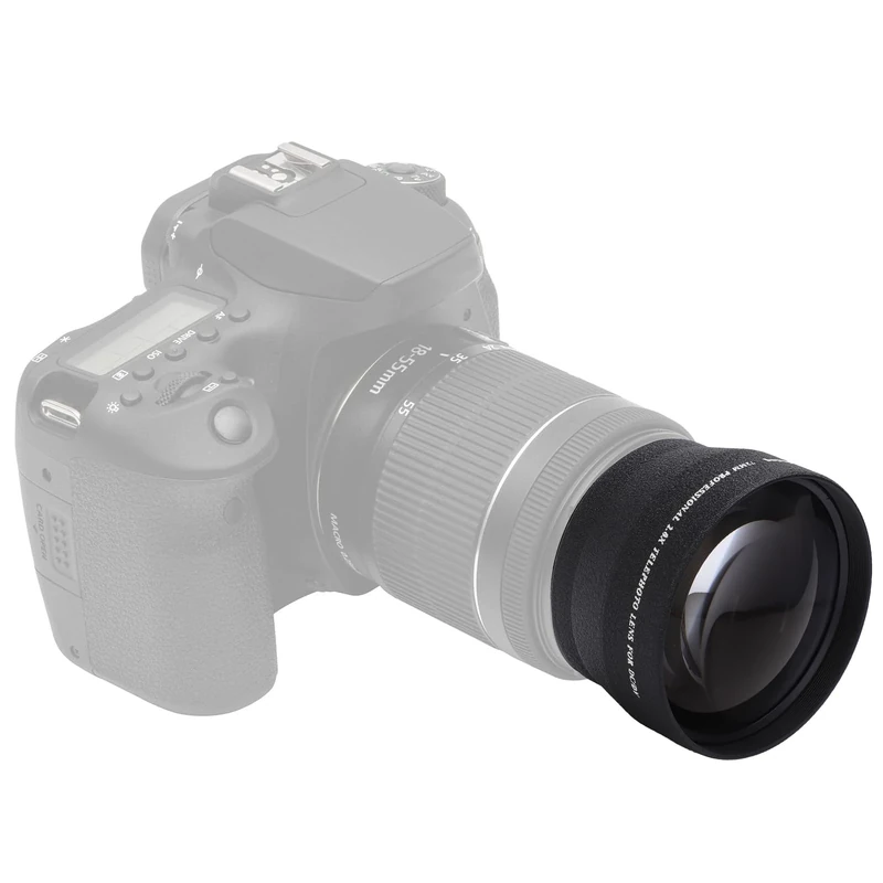 Telephoto Lens, 72MM 2X Magnification Telephoto Lens Aluminium Alloy Teleconverter Lens for 72mm Camera Lens and 82mm Filter