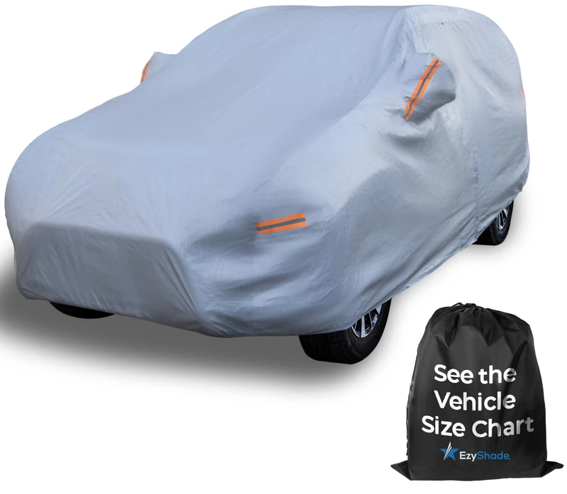 EzyShade 10-Layer Waterproof Car Cover. All Weather Full Exterior Outdoor Cover for SUV, MPV, Jeep. Sun UV Rain Snow Wind Protection. Size S6