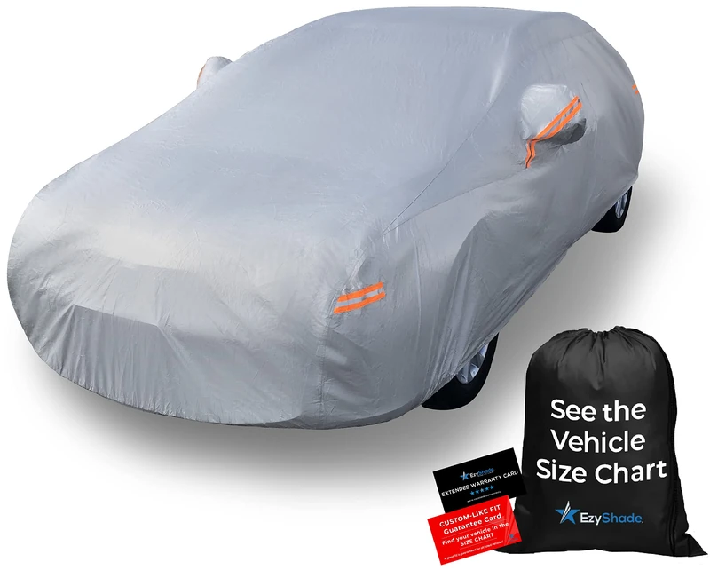 EzyShade 10-Layer Car Cover - Waterproof All Weather. See Size-Chart for Accurate Fit. Outdoor Full Exterior Cover for Automobiles - Sedan, Hatch, SUV - Rain & Sun Protection. Size A0