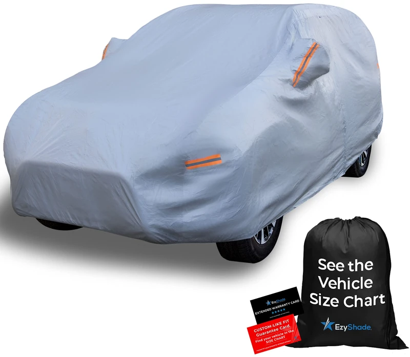 EzyShade 10-Layer Waterproof Car Cover. All Weather Full Exterior Outdoor Cover for SUV, MPV, Jeep. Sun UV Rain Snow Wind Protection. Size S1