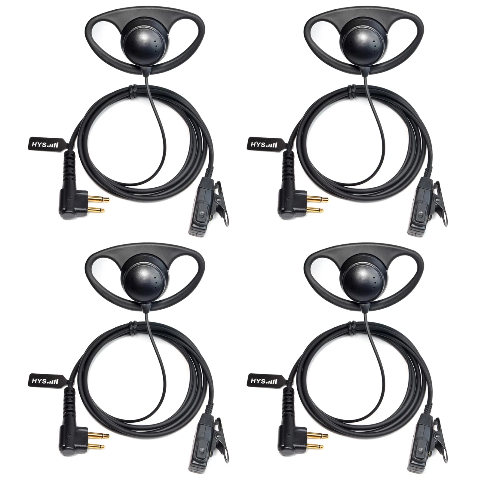 HYS D-Ring Walkie Talkie Headset Compatible with Motorola CP040 CP140 GP300 CLS1110 Two Way Radio, Radio Earpiece with PPT for Police Security (4)