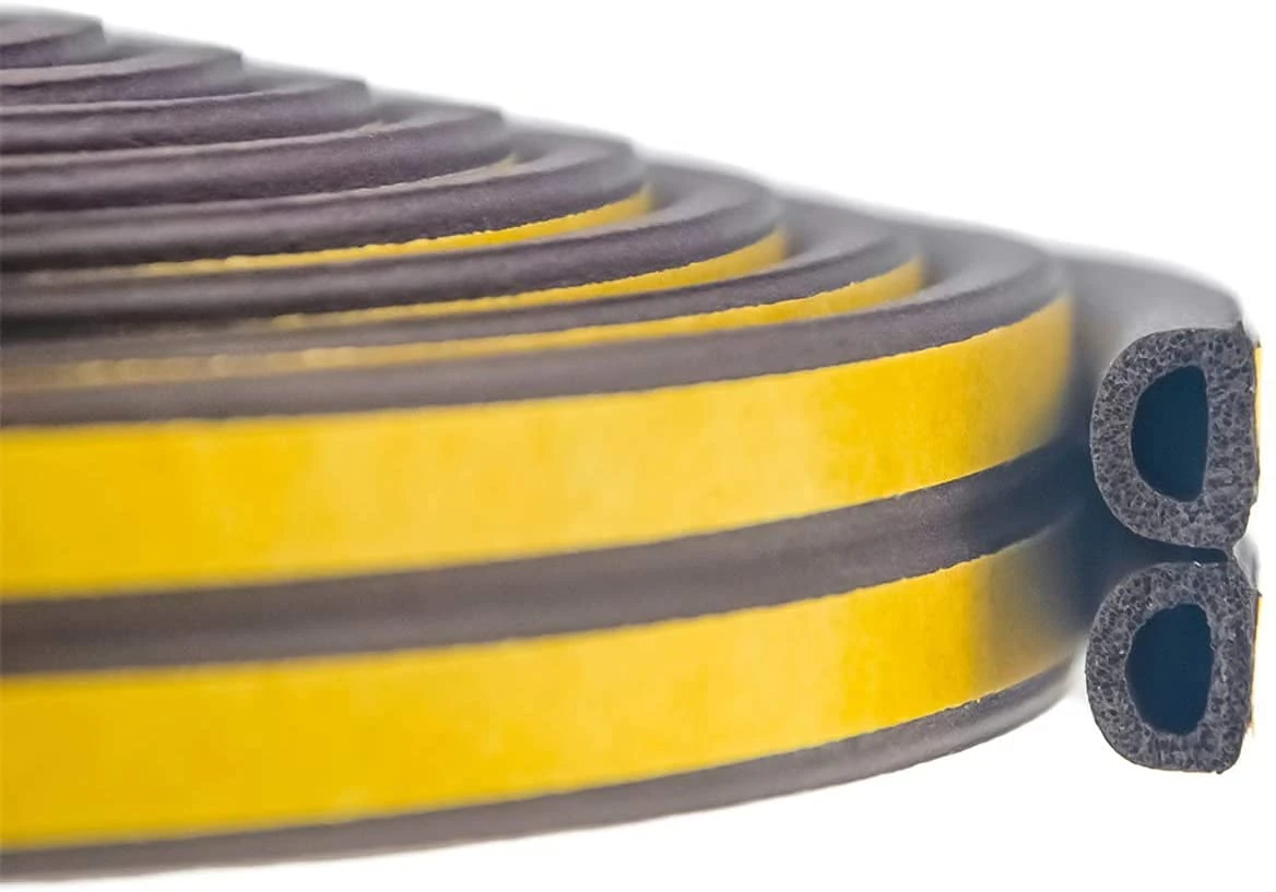 Draught Excluder Tape for Door Window Self-Adhesive Foam Sealing Strip Type D Against Cold Draught/Soundproof/Waterproof/Dustproof, 3M x 2 Seals Total 6M Brown