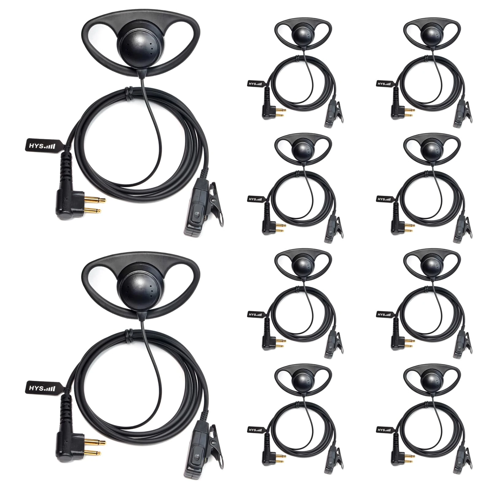 HYS D-Ring Walkie Talkie Headset Compatible with Motorola CP040 CP140 GP300 CLS1110 Two Way Radio, Radio Earpiece with PPT for Police Security (10)