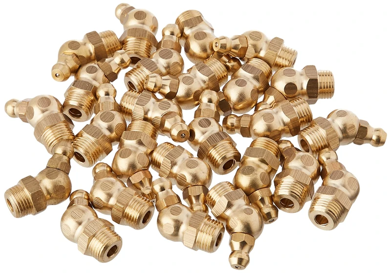 Umeta A172203890U121115625 Umeta-1211156-25-25 Hydraulic Grease Nipples 45º DIN 71412 Type H2 (R.1/8"-28 BSP x L.25 x Ø11 Brass), Multicolore, One Size