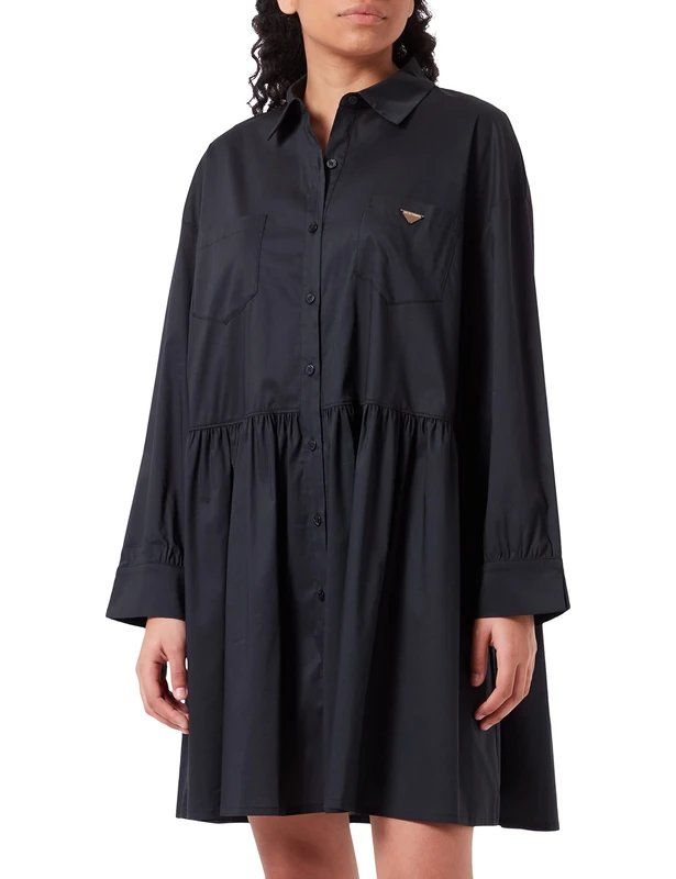 Emporio Armani Swimwear Women's Maxi Shirt Ultralight Popeline, Black, S/M