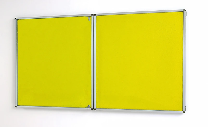 Yellow Huge Fully Fire Retardant Lockable Notice Board [2 Locks] - Tamperproof Display Board [14 Colours] [6 Sizes]