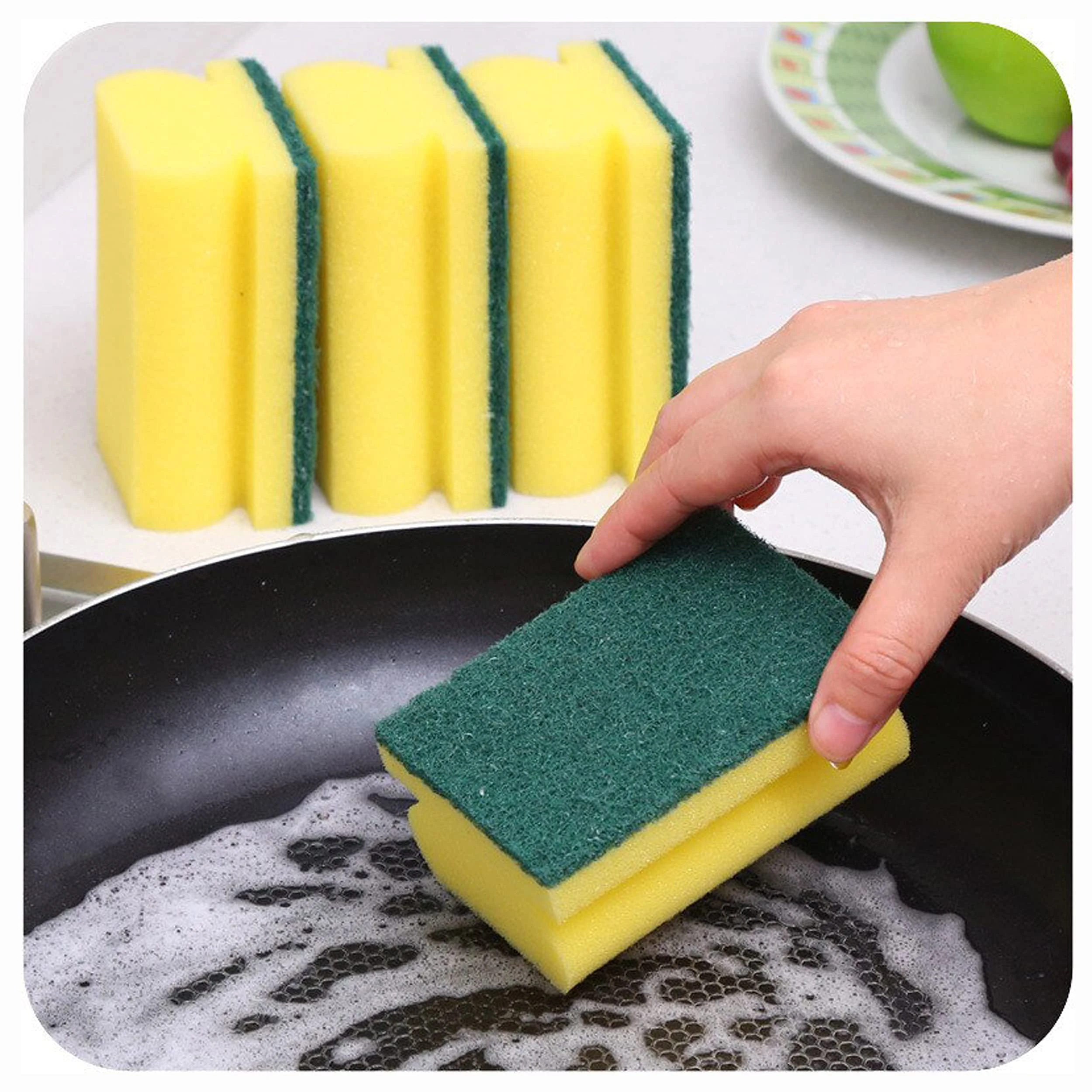 HomeSmith Handgrip Sponge Scourer High Density Foam Yellow Standard, Pack of 10