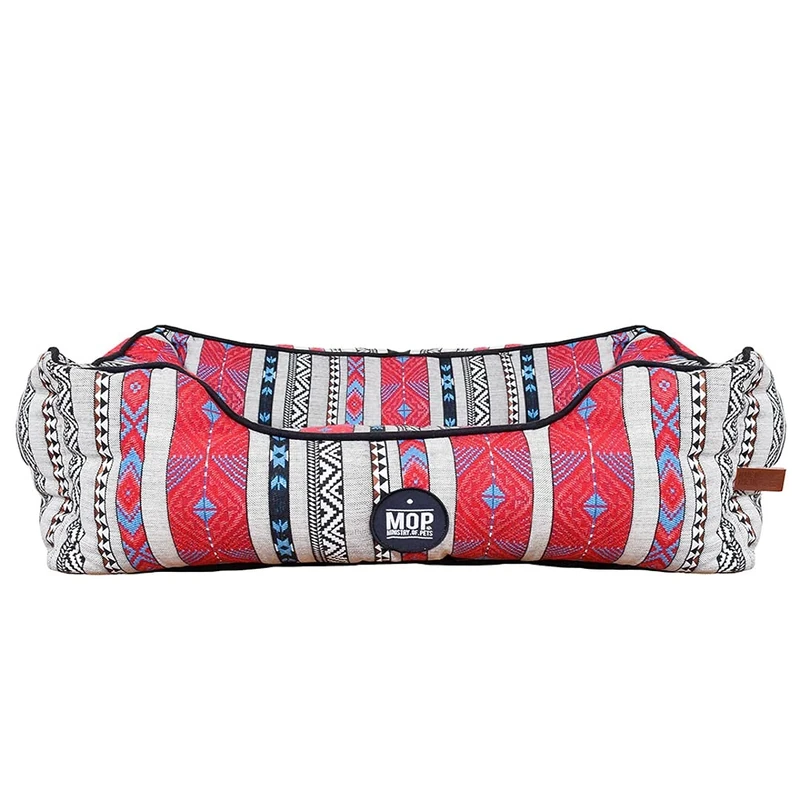 Pet Brands Large Sofa Dog Bed, Aztec Pet Dog Bed Suitable for Medium/Large Breeds 85x65x23cm, Multi-coloured - Image 1