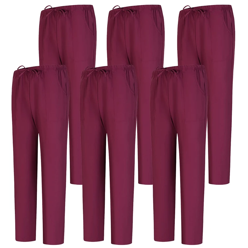 Misemiya Unisex Lot de 6 Unités Bz-6-6802 Medical Scrubs Pants, Grenat 68,