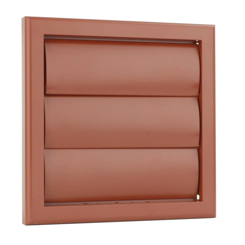 Vents 4 inch Terracotta Gravity Grille Backdraft Shutter 100mm Extractor Fan Back Draught Grill for Air Con Ducting House Bathroom Kitchen Shower Toilet Fans External Vent Plastic Cover