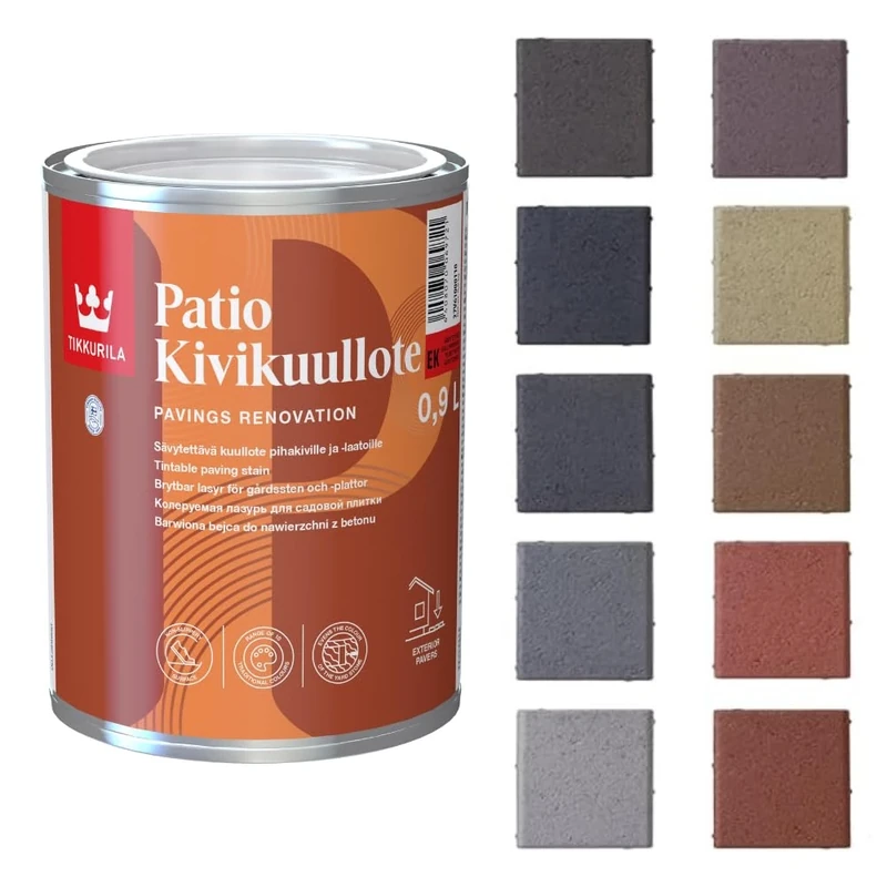 Tikkurila Patio Paving Stain - for Garden Concrete Stones & Slabs - Water-Based - 1 Litre