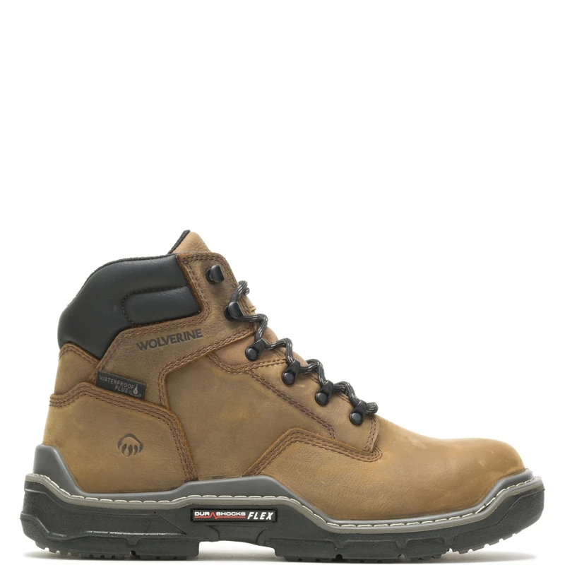 Wolverine Men's Raider DuraShocks 6" Waterproof Composite Toe Construction Boot, Chocolate CHIP, 10.5