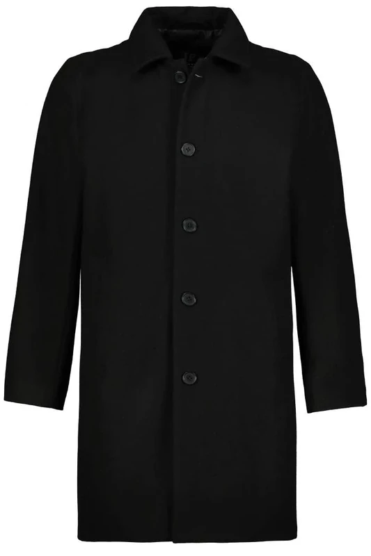 JP 1880 Men's Wollmix-Mantel Coat, Black, 8XL