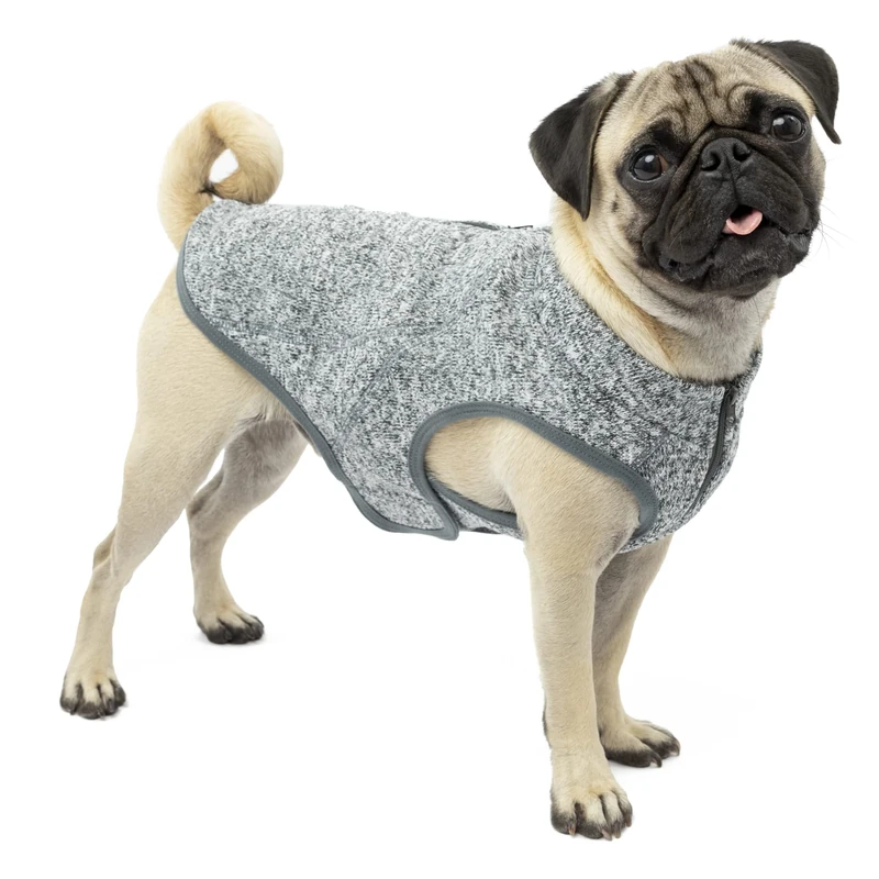 Kurgo Core Dog Sweater, Year-Round Sweater for Dogs, Dog Fleece Vest, Knit Fleece Pet Jacket, Fleece Lining,Lightweight, Zip Opening for Harness, Adjustable Neck, Black, Small