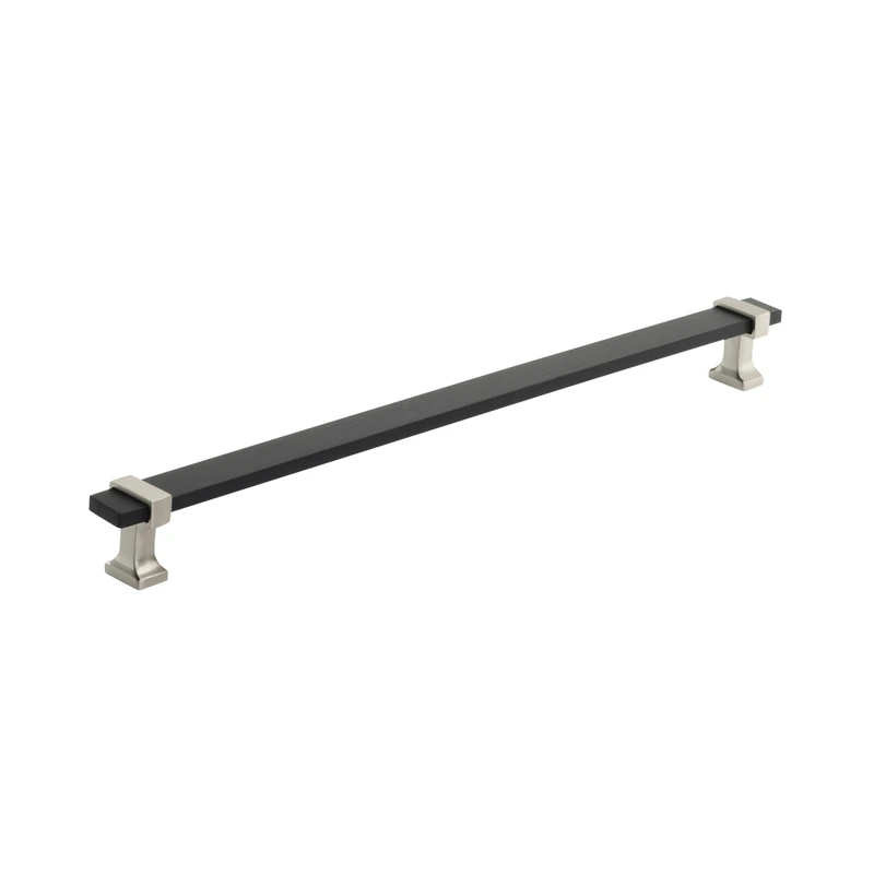 Amerock | Cabinet Pull | Brushed Matte Black/Satin Nickel | 11-5/16 inch (288 mm) Center to Center | Overton | 1 Pack | Drawer Pull | Drawer Handle | Cabinet Hardware