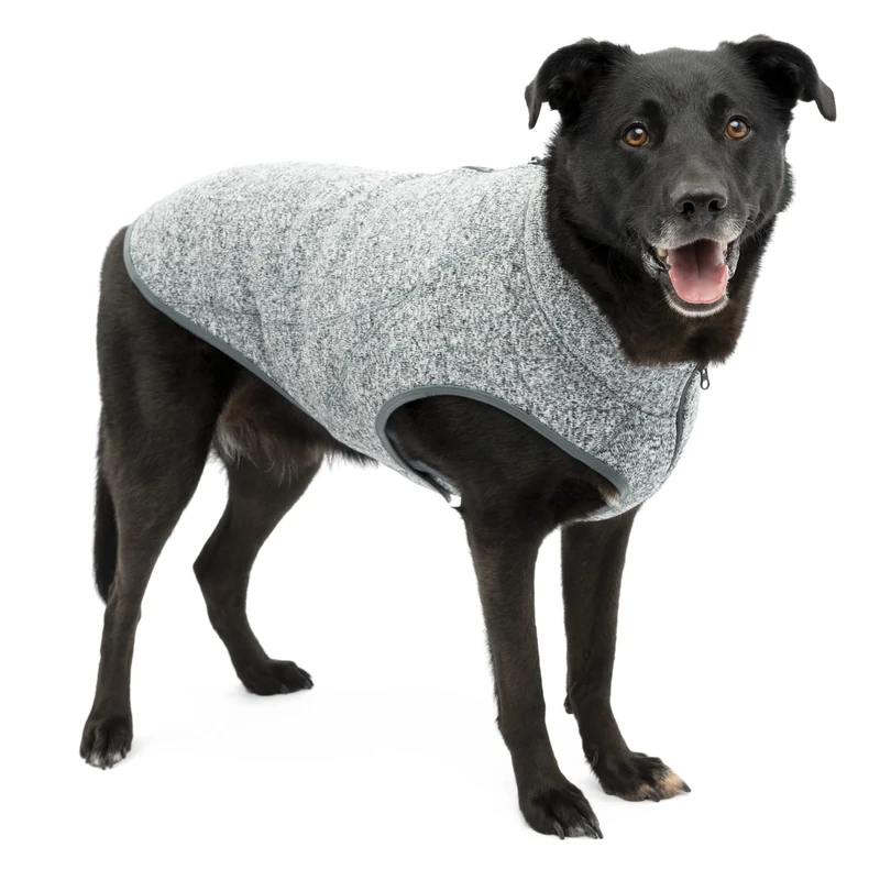 Kurgo Core Dog Sweater, Year-Round Sweater for Dogs, Dog Fleece Vest, Knit Fleece Pet Jacket, Fleece Lining,Lightweight, Zip Opening for Harness, Adjustable Neck, Black, Extra Large