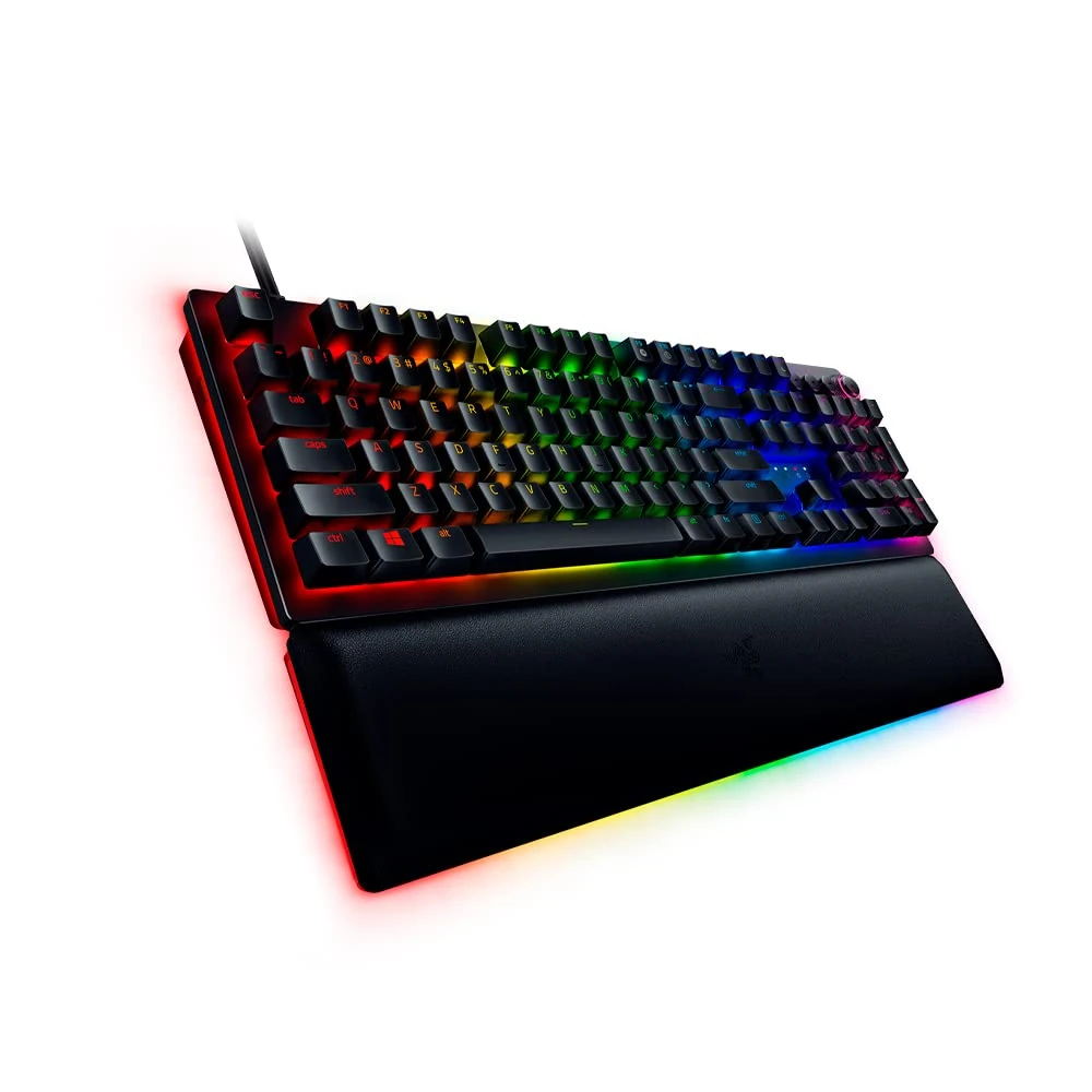 Razer Huntsman V2 Optical Gaming Keyboard: Fastest Linear Optical Switches Gen-2 w/Sound Dampeners & 8000Hz Polling Rate - Doubleshot PBT Keycaps - Dedicated Media Keys & Dial - Ergonomic Wrist Rest