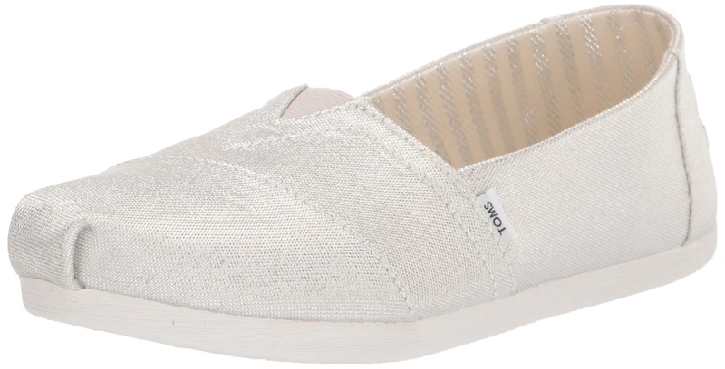 TOMS Women's Alpargata Loafer Flat, Silver Glimmer, 3 UK