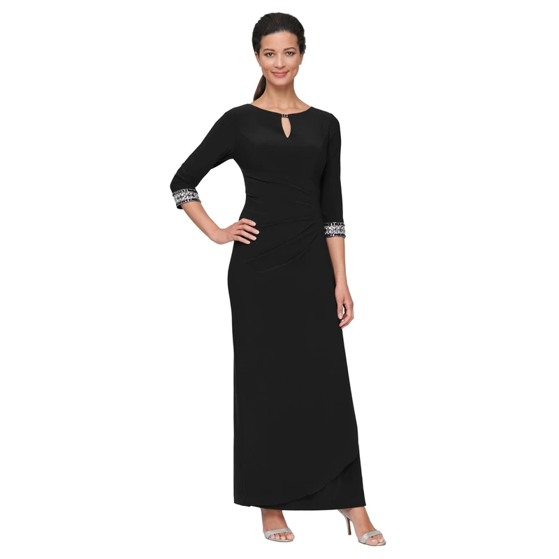 Alex Evenings Women's Plus Size Dress with Keyhole Cutout, Classic Black, 16