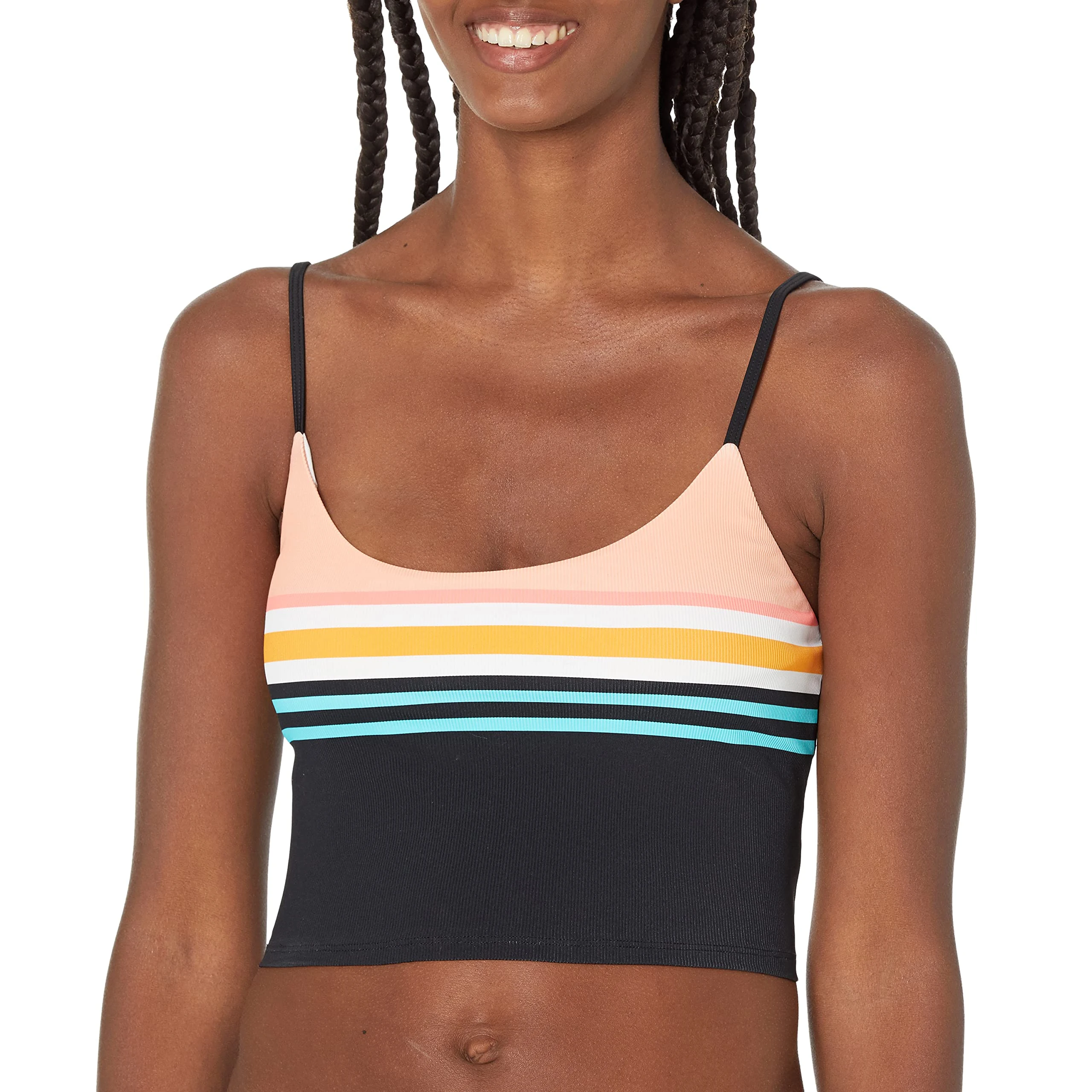 Body Glove Women's Norah Crop Bikini Top Swimsuit, Coral Reef Stripe, Medium