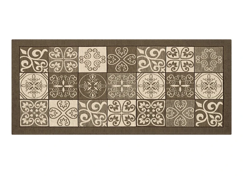 BIANCHERIAWEB Non-Slip Washable Kitchen Rug, Kitchen Runner Size 55x240 cm, Kitchen Rug Made in Italy with Maiolica Design Mud, Washable and Iron-on Runner Rug