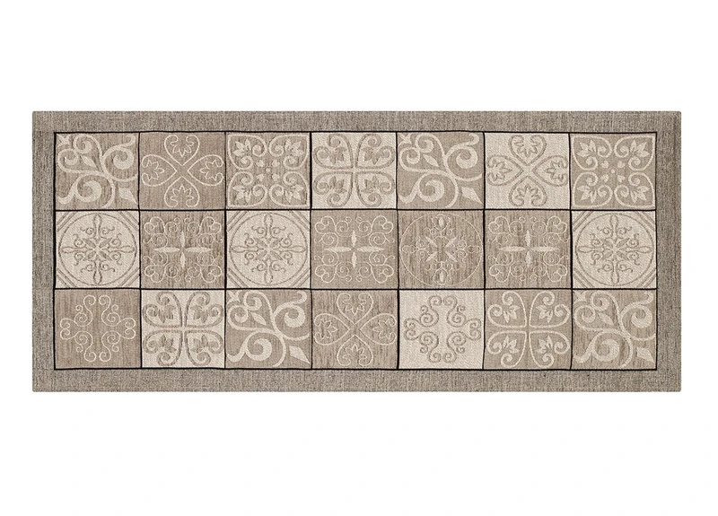 BIANCHERIAWEB Washable Non-Slip Kitchen Mat, Kitchen Runner 55 x 240 cm, Made in Italy Kitchen Rug with Grey Majolica Design, Washable and Iron Runner
