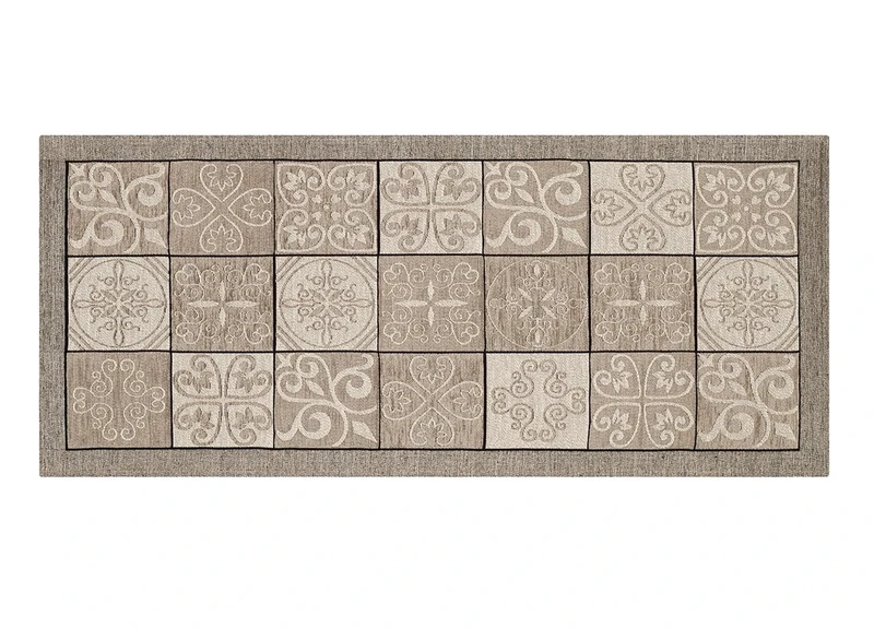 BIANCHERIAWEB Washable non-slip kitchen mat, kitchen runner measuring 55x280 cm, Made in Italy kitchen rug with Maiolica Taupe, Washable and Ironable Runner Rug