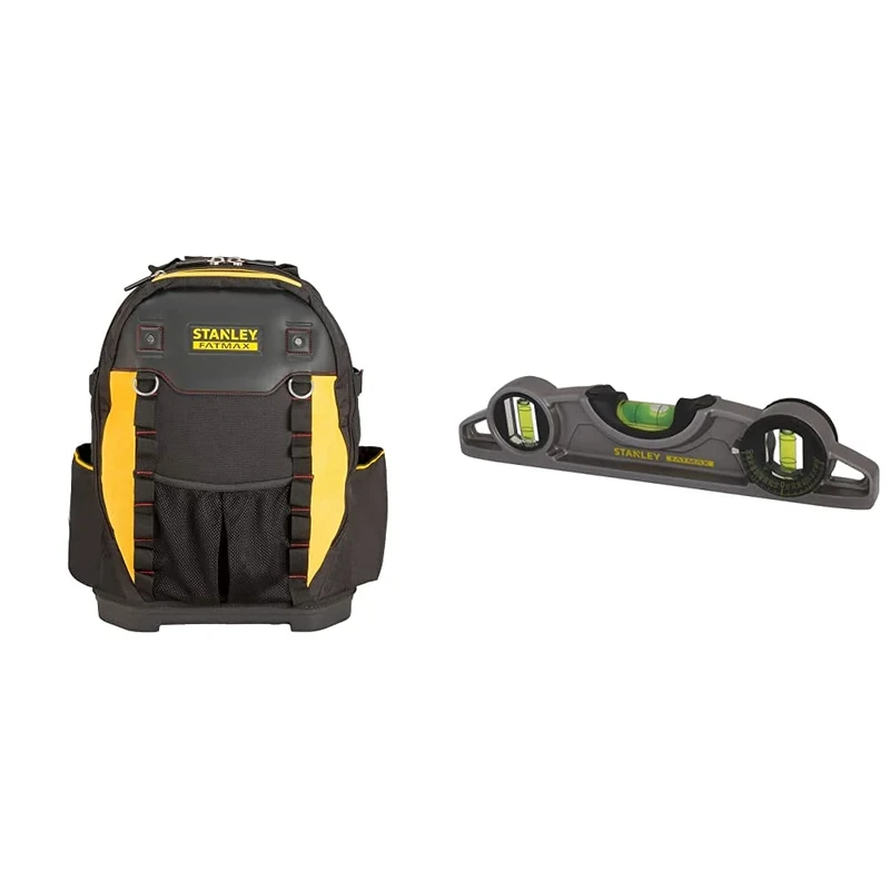 Stanley 1-95-611 Fatmax Tool Backpack & 0-43-609 Xtreme Torpedo Scaffold Level, 25cm