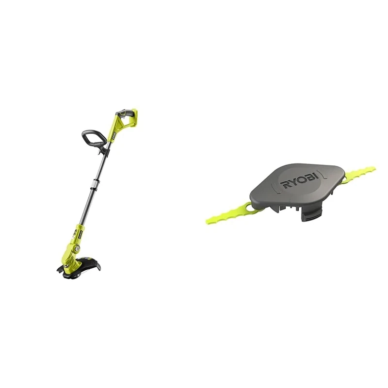 Ryobi OLT1832 ONE+ Cordless Grass Trimmer, 25-30cm Path (Zero Tool), 18 V, Hyper Green (Battery, Charger and Blade Not Included) & Ryobi Double Serrated Blades Head for RAC155 Edger Black