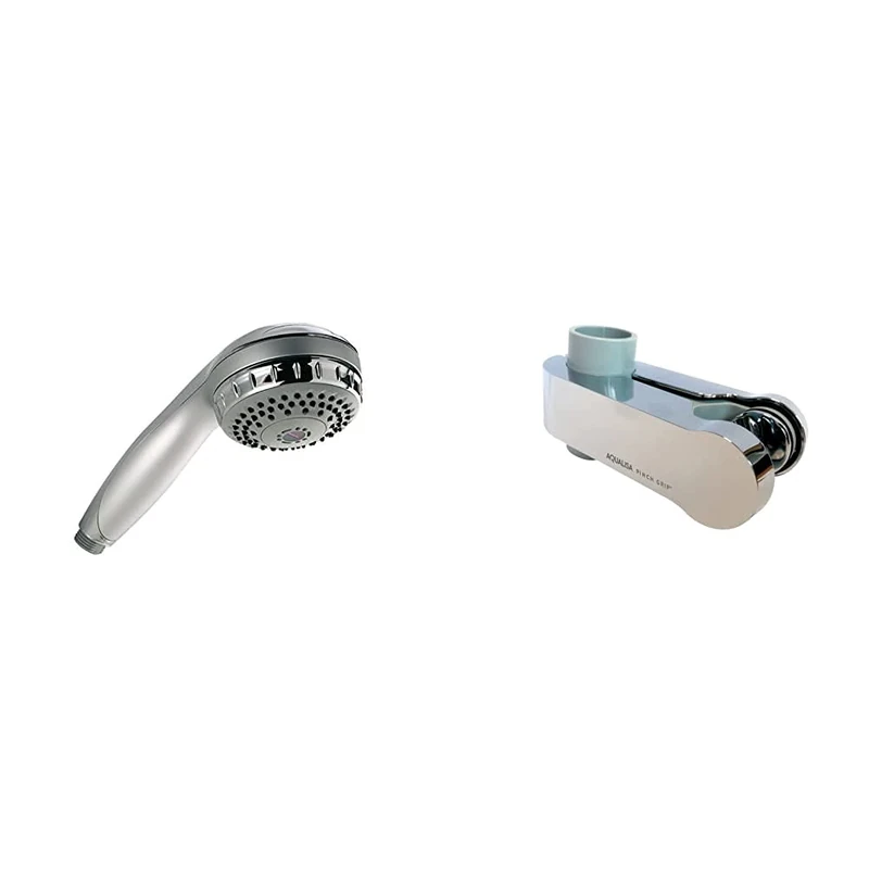 Aqualisa Varispray Handset/Shower Head, Chrome & Pinch Grip Sliding Shower Handset Holder for 25mm Rail, Chrome/Grey