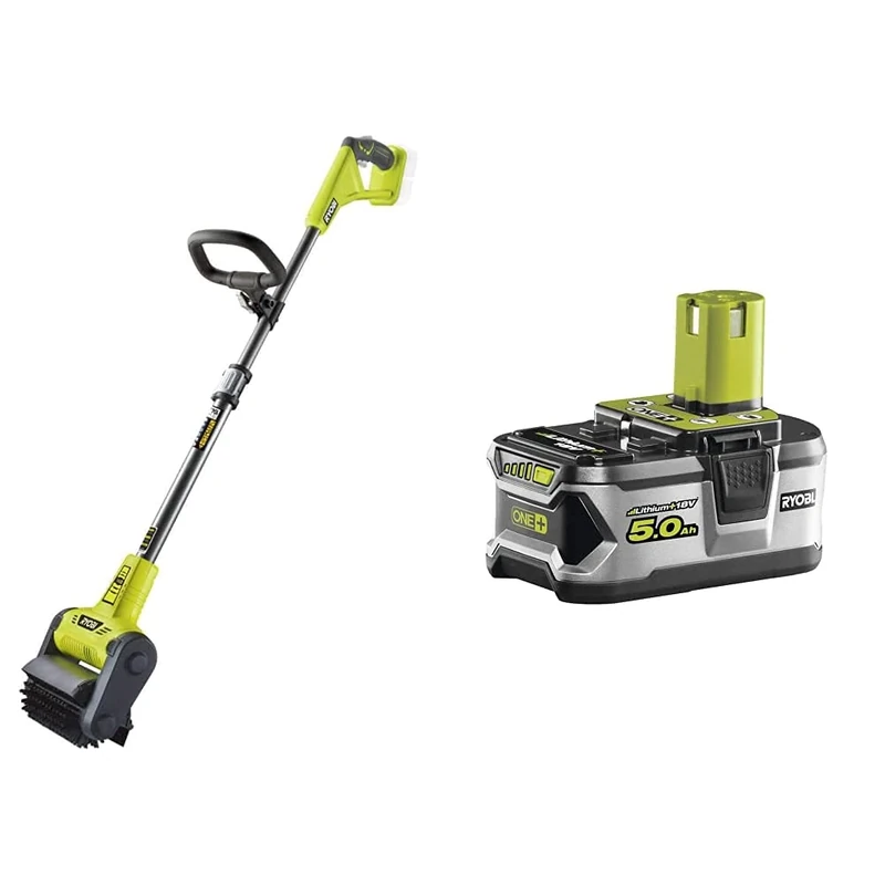 Ryobi RY18PCB-0 ONE+ Patio Cleaner with Scrubbing Brush (Bare Tool), 18 V & RB18L50 ONE+ Lithium+ 5.0Ah Battery, 18 V