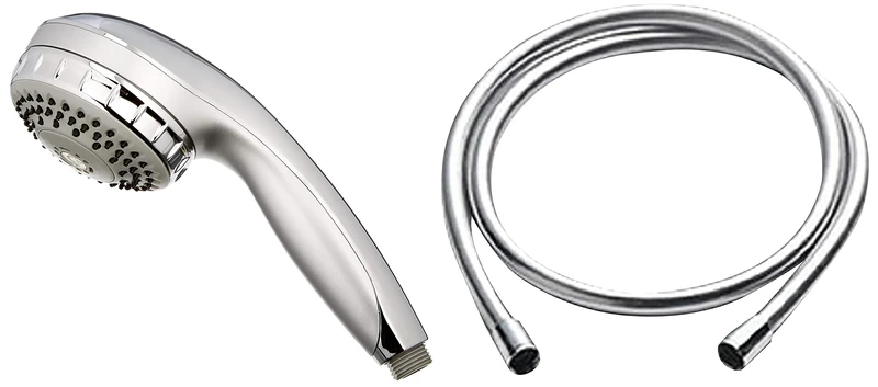Aqualisa Varispray adjustable shower head - Chrome & 555701 Smooth Shower Hose, 1.5m, Chrome