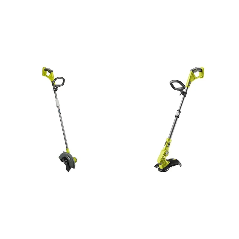 Ryobi RY18EGA-0 18V ONE+ Cordless 22cm Edger (Bare Tool), 18 V & Ryobi OLT1832 ONE+ Cordless Grass Trimmer, 25-30cm Path (Zero Tool), 18 V, Hyper Green (Battery, Charger and Blade Not Included)