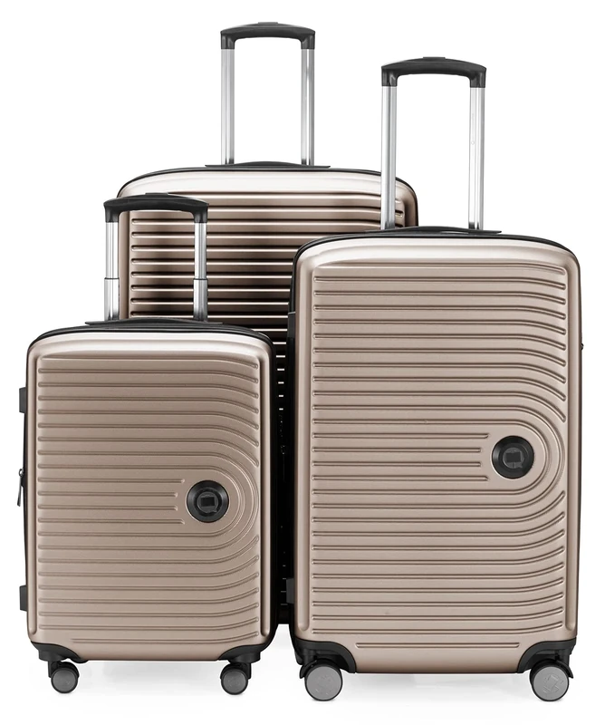 HAUPTSTADTKOFFER Mitte - Set of 3 Suitcases - Hand Luggage Suitcase 55 cm, Medium Suitcase 68 cm + Large Travel Suitcase 77 cm, Hard Shell ABS, TSA, Champagne
