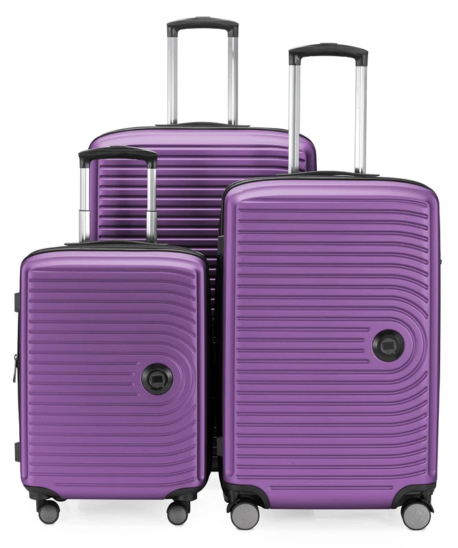 HAUPTSTADTKOFFER Mitte - Set of 3 Suitcases - Hand Luggage Suitcase 55 cm, Medium Suitcase 68 cm + Large Travel Suitcase 77 cm, Hard Shell ABS, TSA, Aubergine