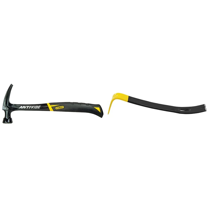 Stanley FMHT1-51278 20oz Fatmax Antivibe Steel Hammer-Rip Claw, Black/Yellow, 570g & Wonder Bar
