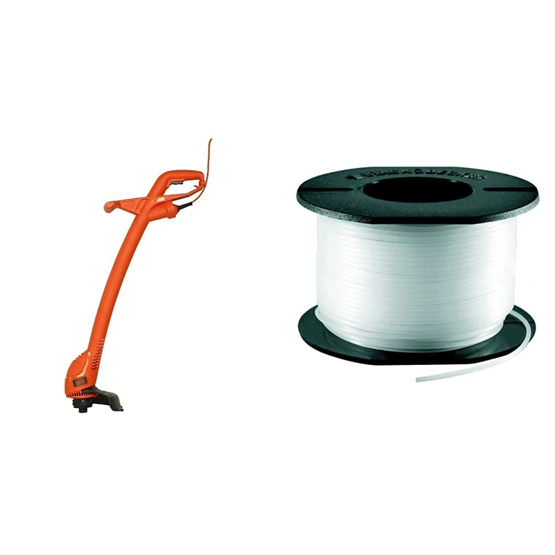 Black + Decker GL360GB Garden String Strimmer, 25 cm, 350 W, Orange & A6046-XJ Replacement Strimmer Line, 37.5 m