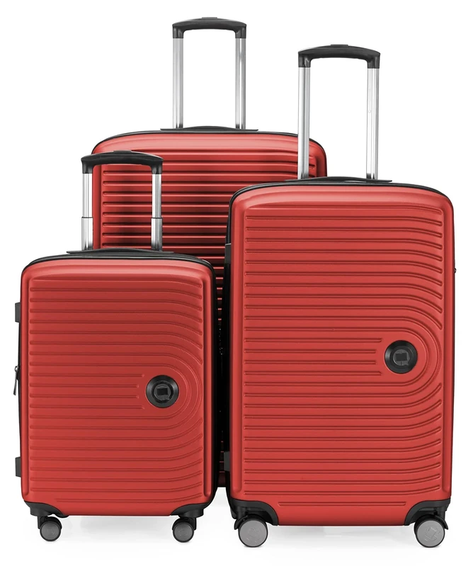 HAUPTSTADTKOFFER Mitte - Set of 3 Suitcases - Hand Luggage Suitcase 55 cm, Medium Suitcase 68 cm + Large Travel Suitcase 77 cm, Hard Shell ABS, TSA, Red